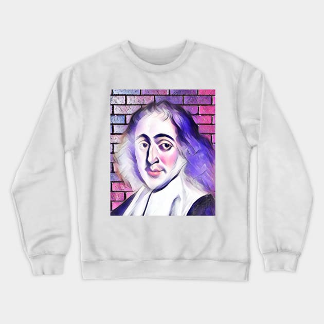 Baruch Spinoza Pink Portrait | Baruch Spinoza Artwork 7 Crewneck Sweatshirt by JustLit